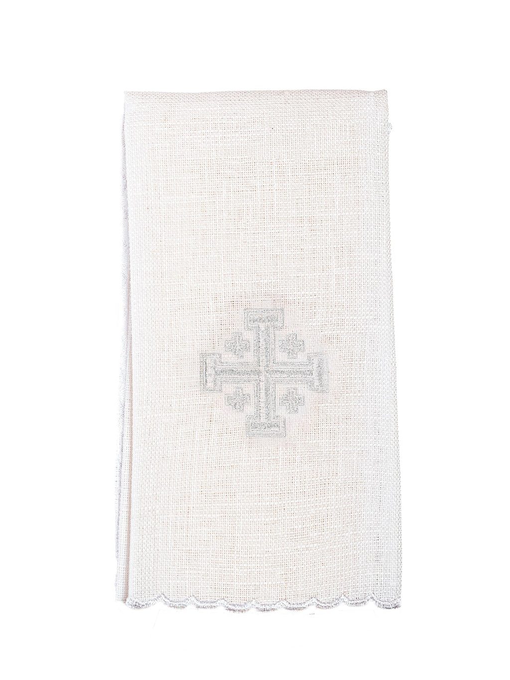 Linge d'autel en lin brodé avec une croix de Jérusalem KKL/030/C2 - CHASUBLES.FR