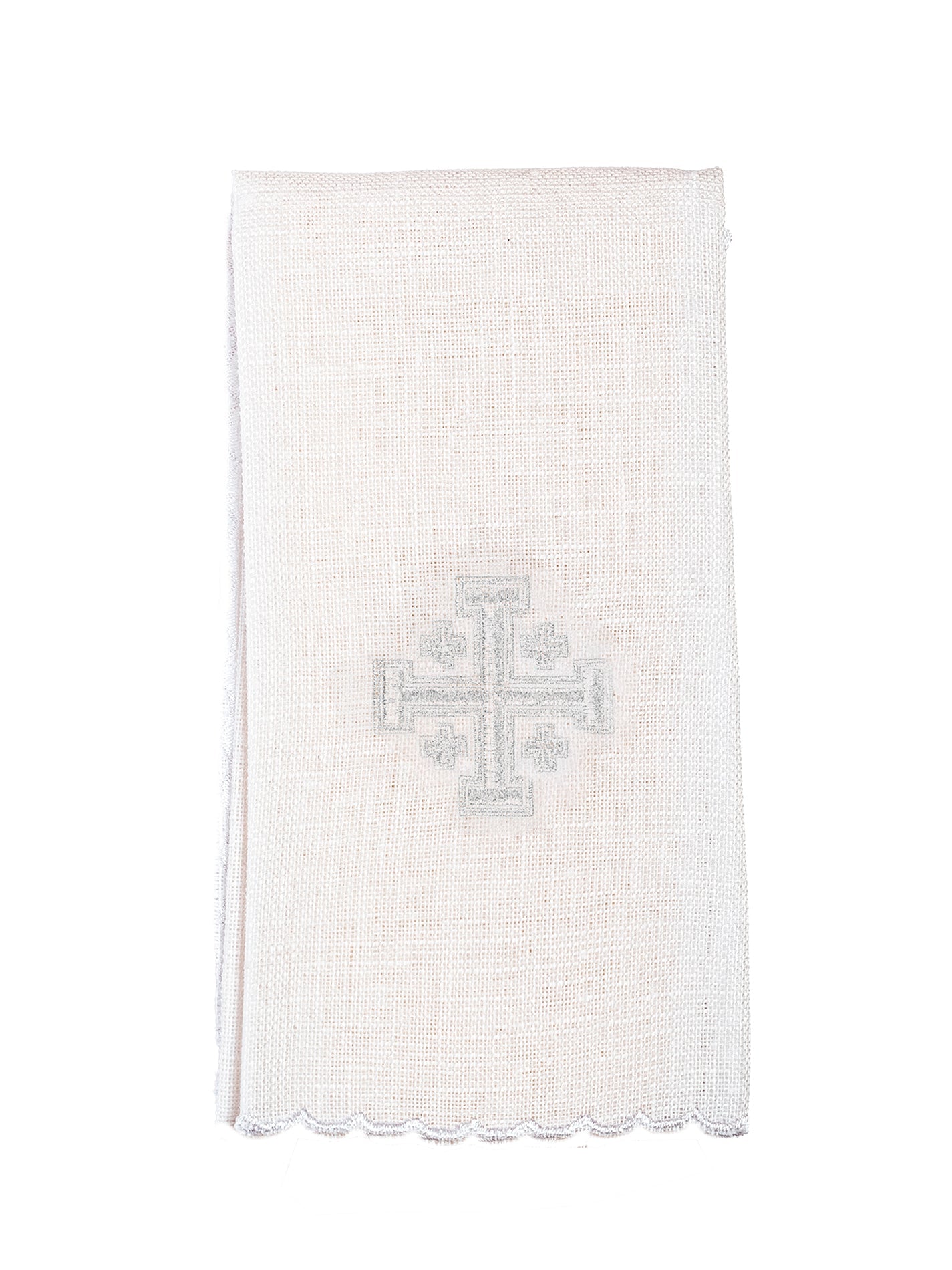 Linge d'autel en lin brodé avec une croix de Jérusalem KKL/030/C2 - CHASUBLES.FR