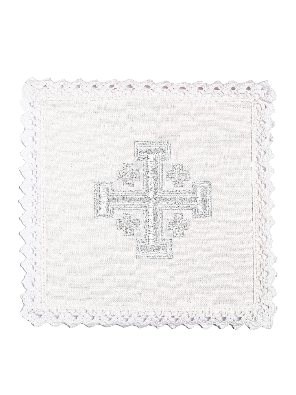 Linge d'autel en lin brodé avec une croix de Jérusalem KKL/030/C2 - CHASUBLES.FR