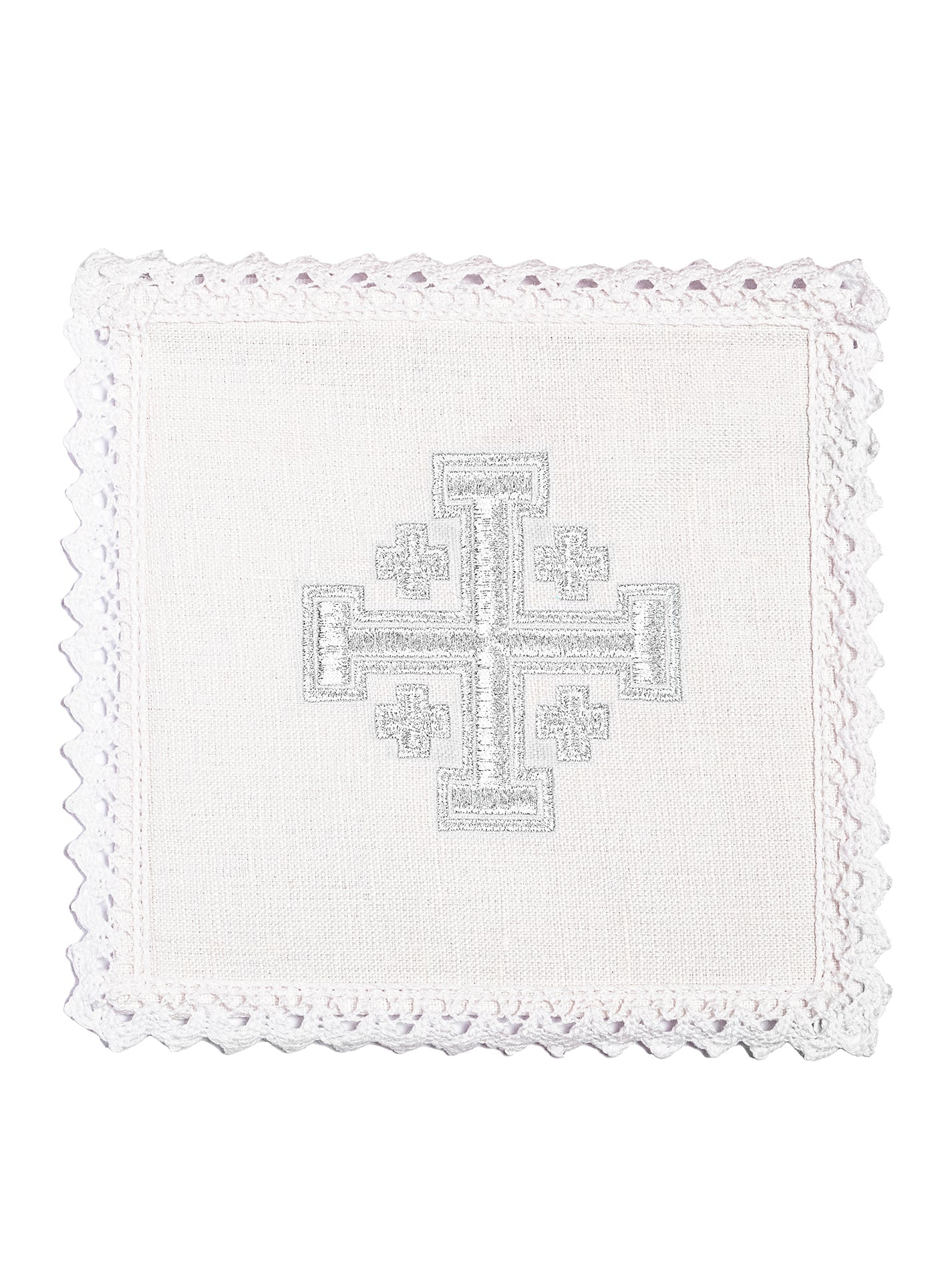 Linge d'autel en lin brodé avec une croix de Jérusalem KKL/030/C2 - CHASUBLES.FR