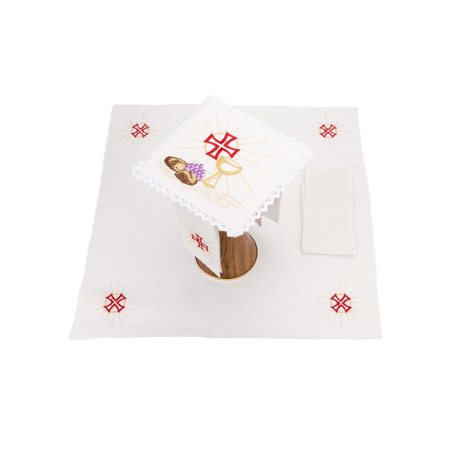 Linge d'autel en lin brodé IHS KKL/050/04/LEN - CHASUBLES.FR