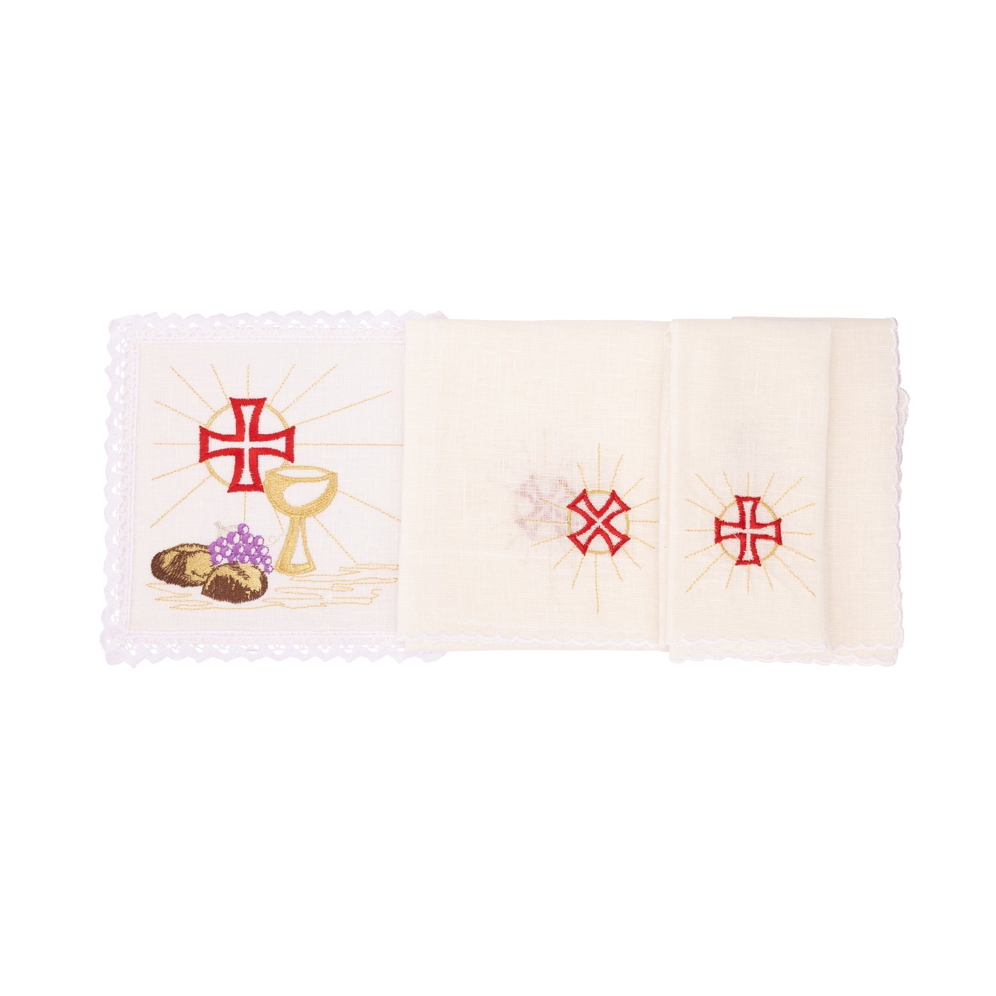 Linge d'autel en lin brodé IHS KKL/050/04/LEN - CHASUBLES.FR