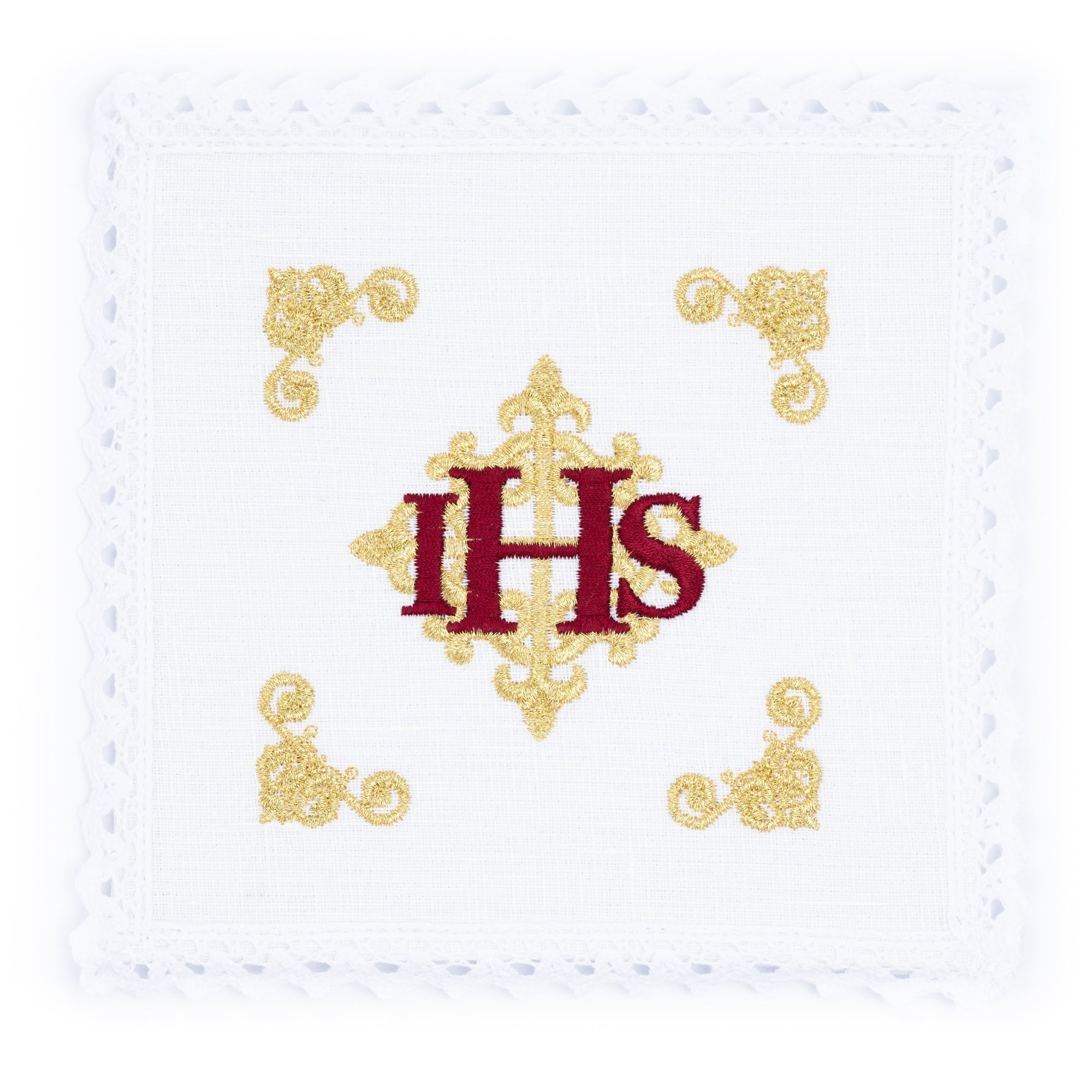 Linge d'autel en lin brodé IHS KKL/157 - CHASUBLES.FR
