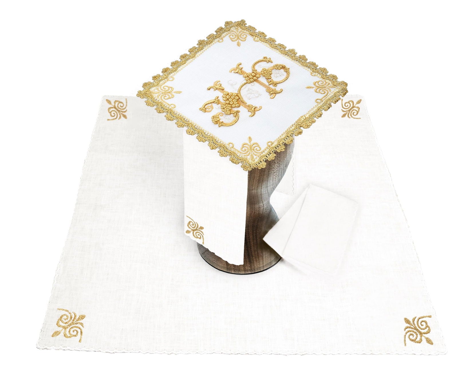 Linge d'autel en lin brodé IHS HA/5011 - CHASUBLES.FR