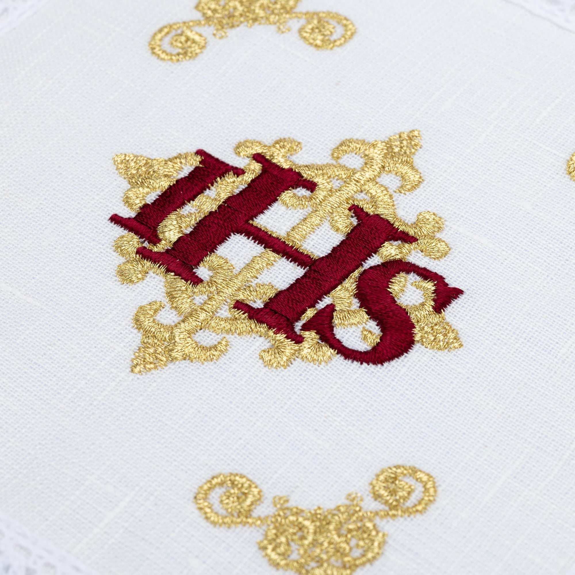 Linge d'autel en lin brodé IHS KKL/157 - CHASUBLES.FR