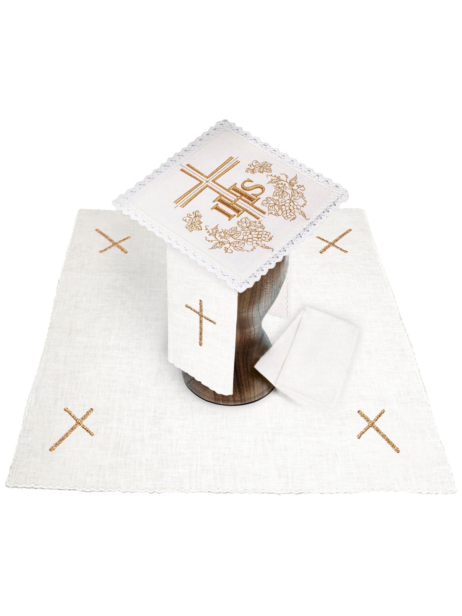 Linge d'autel en lin brodé IHS KKL/156 - CHASUBLES.FR