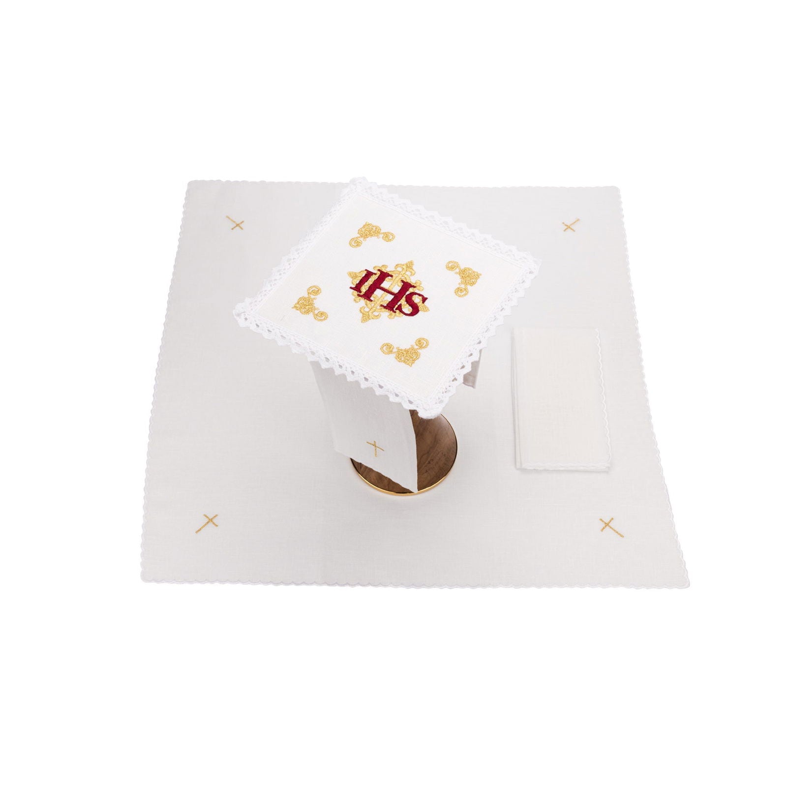 Linge d'autel en lin brodé IHS KKL/157 - CHASUBLES.FR