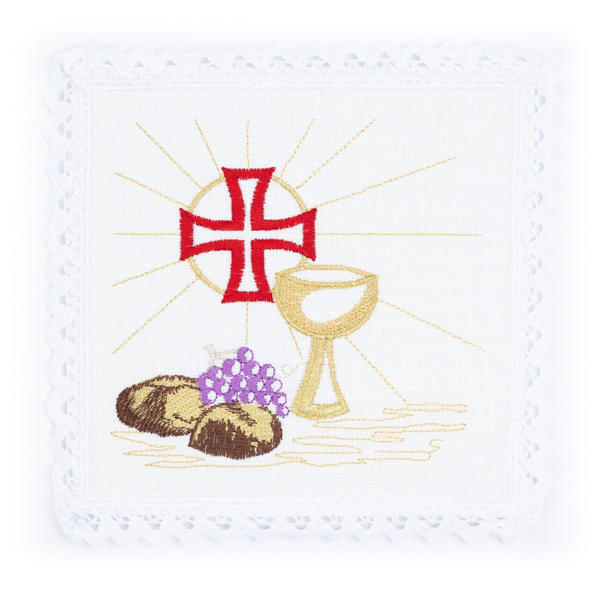 Linge d'autel en lin brodé IHS KKL/050/04/LEN - CHASUBLES.FR