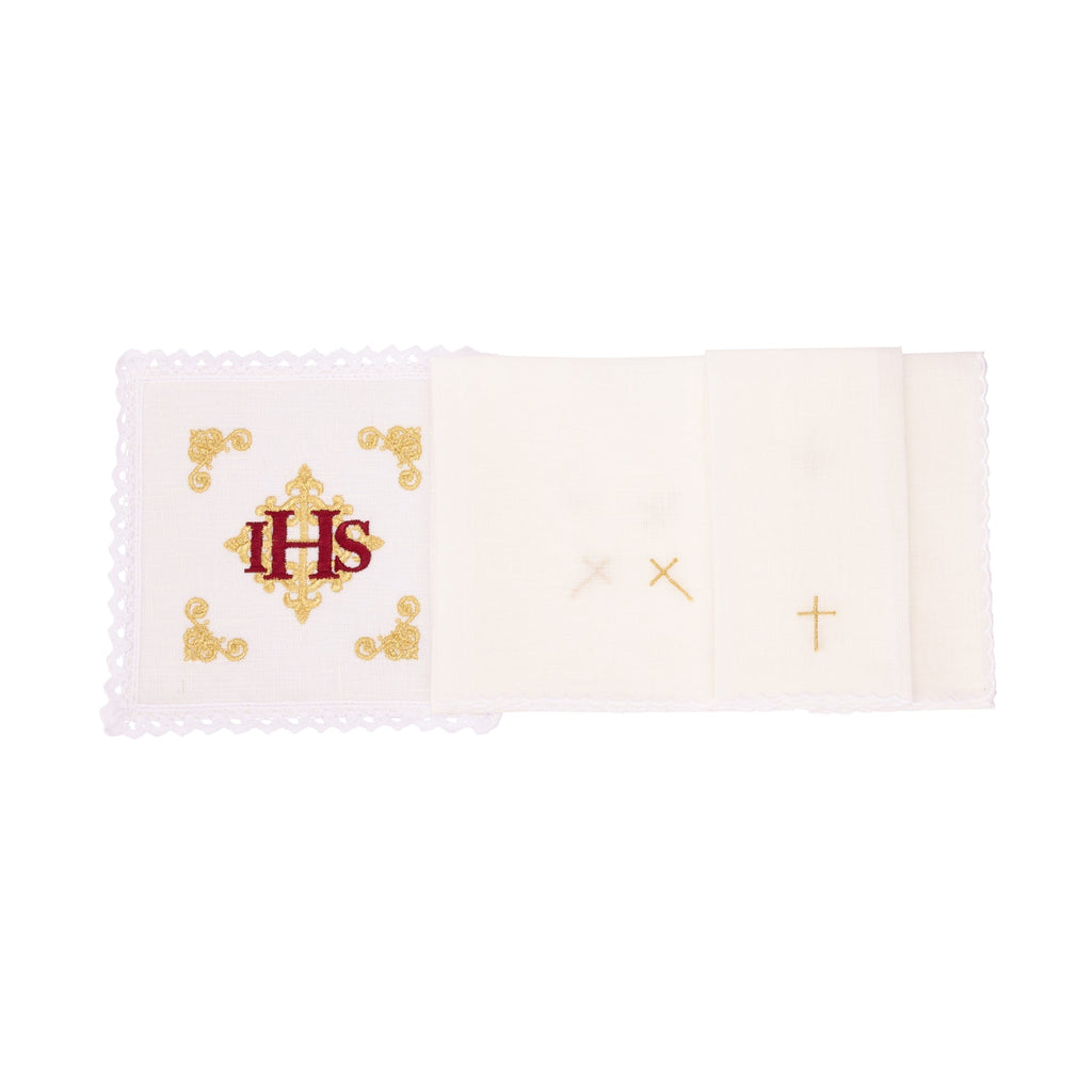 Linge d'autel en lin brodé IHS KKL/157 - CHASUBLES.FR