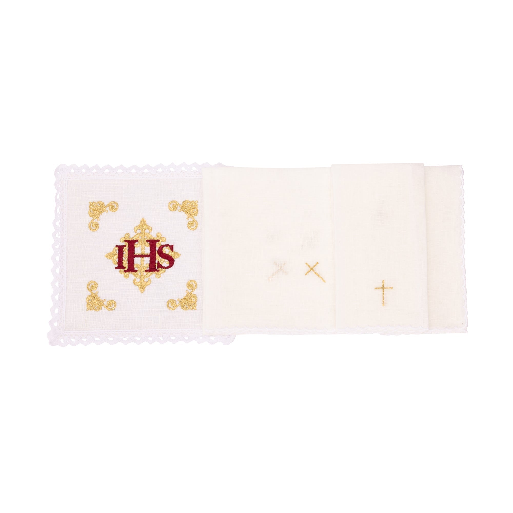 Linge d'autel en lin brodé IHS KKL/157 - CHASUBLES.FR