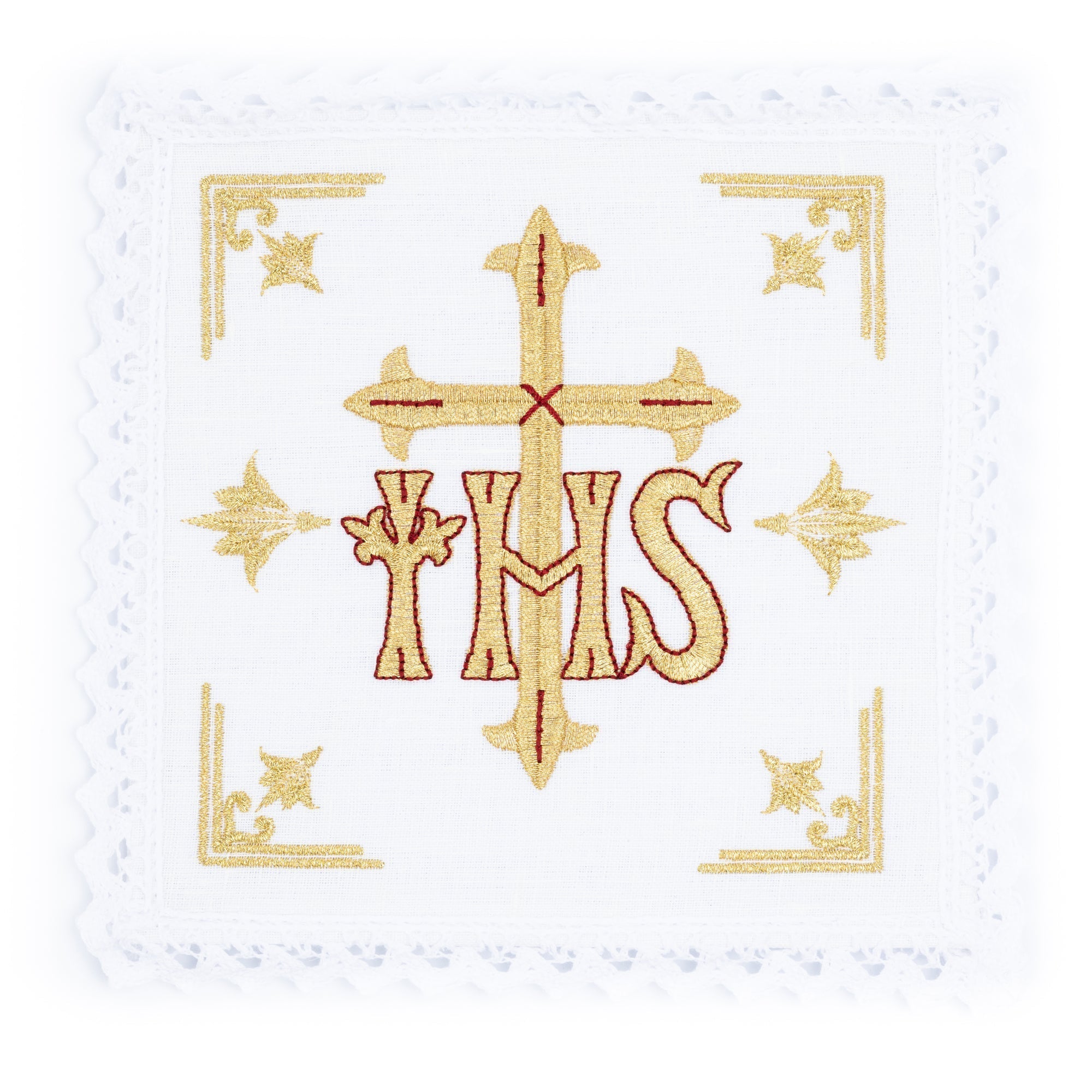 Linge d'autel en lin brodé IHS Croix KKL/153 - CHASUBLES.FR
