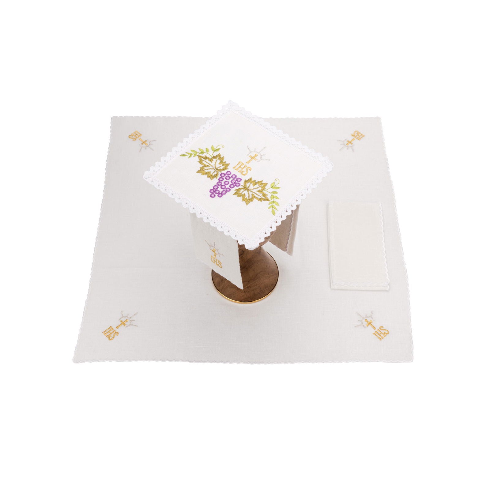 Linge d'autel en lin brodé représentant la Sainte Famille KKL/103 - CHASUBLES.FR