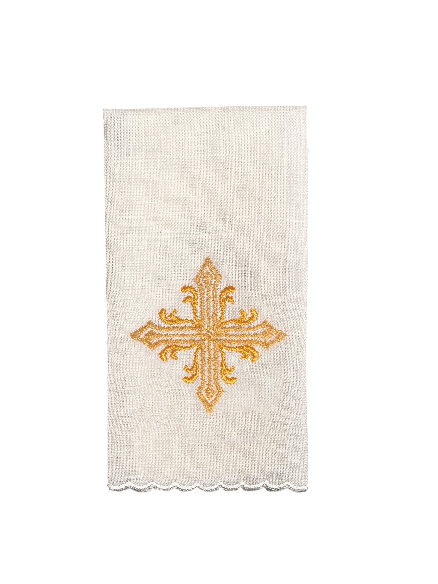 Linge d'autel en lin richement brodé avec des pierres LE/5004 - CHASUBLES.FR