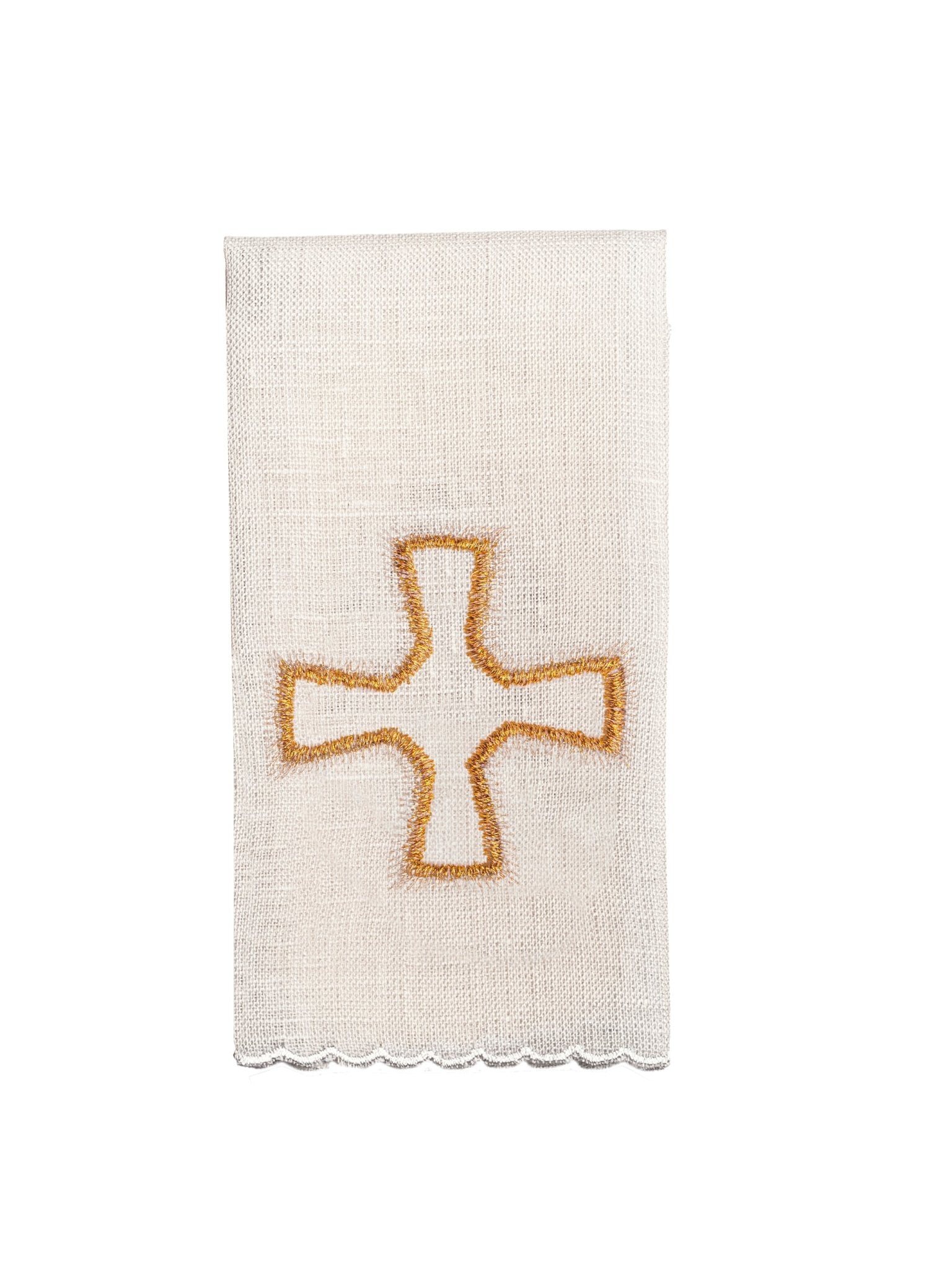 Linge d'autel en lin richement brodé avec des pierres LE/5003 - CHASUBLES.FR
