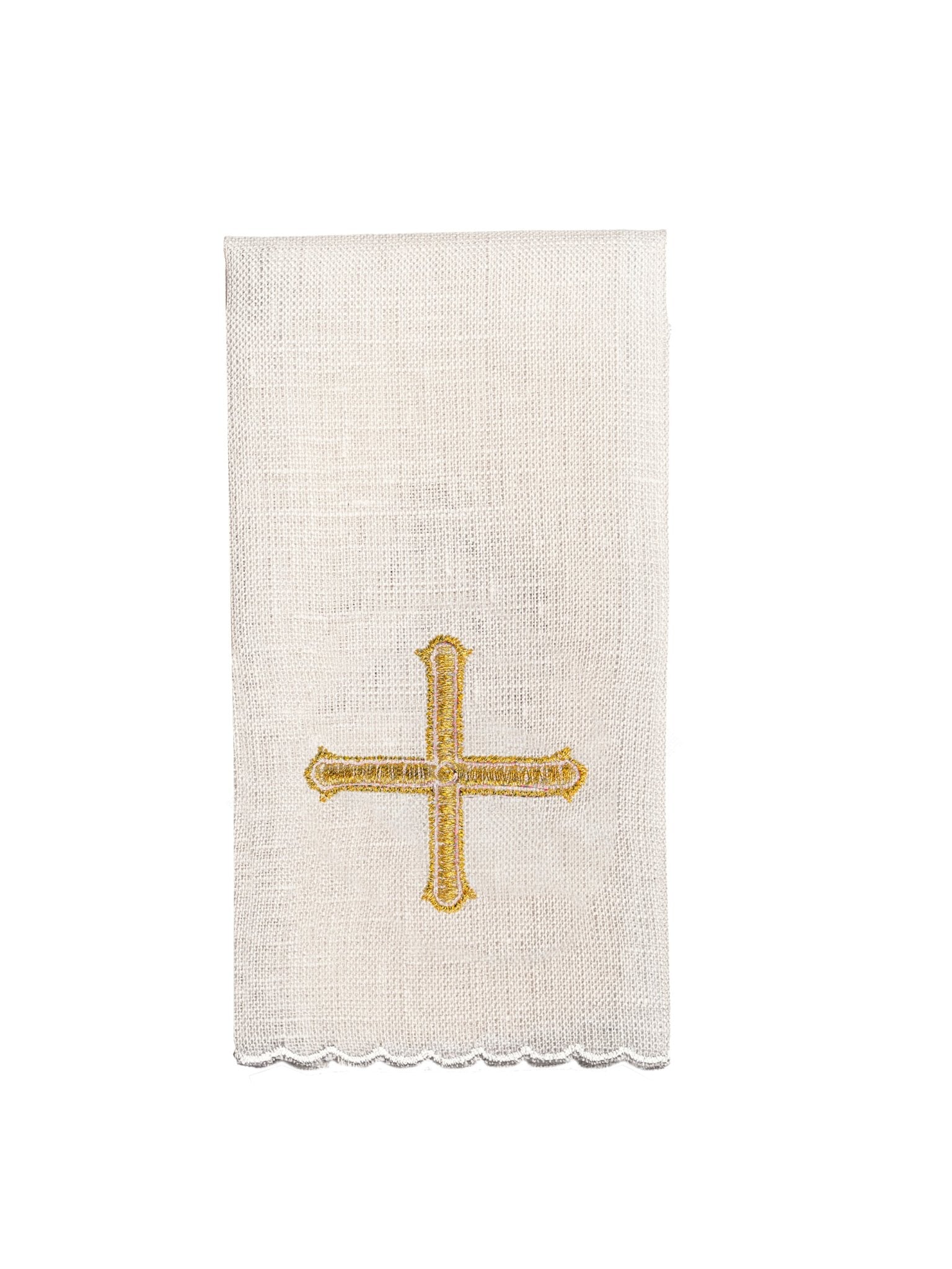 Linge d'autel en lin richement brodé avec des pierres. Fabriqué en lin LE/5010 - CHASUBLES.FR