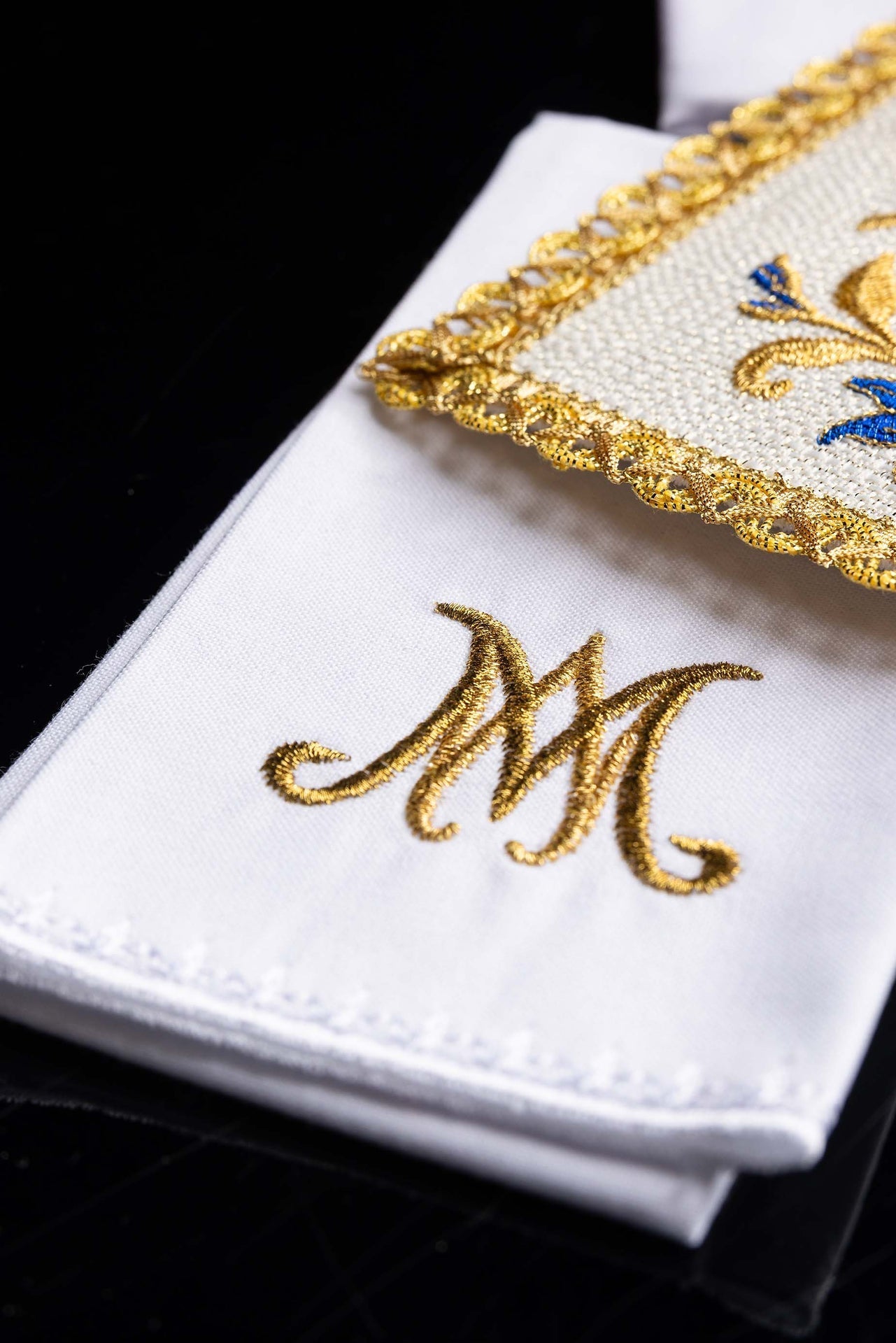 Linge de calice brodé avec symbole marial LE/5045 - CHASUBLES.FR