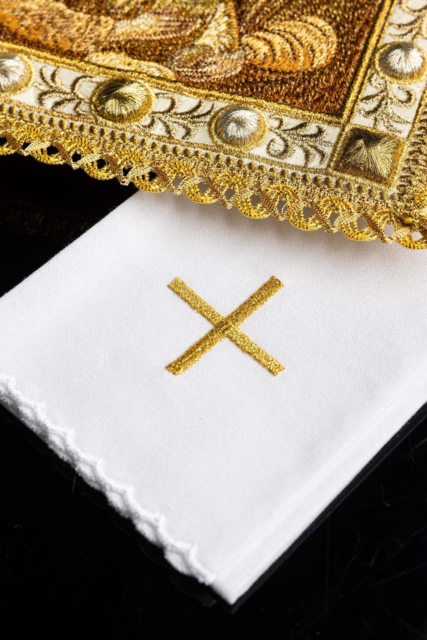 Linge de calice de Noël avec l’image de la Sainte Famille S-5575 - CHASUBLES.FR