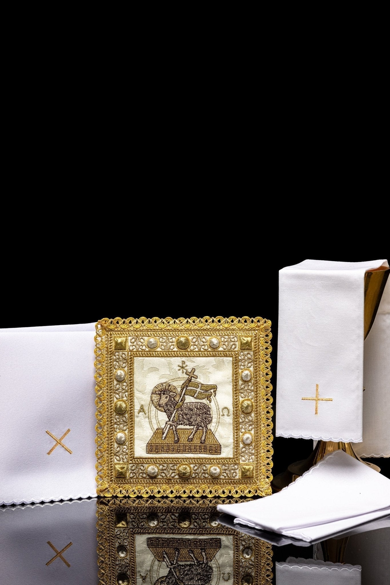 Linge de calice pour Pâques avec l'Agneau de Pâques S - 5172 - CHASUBLES.FR