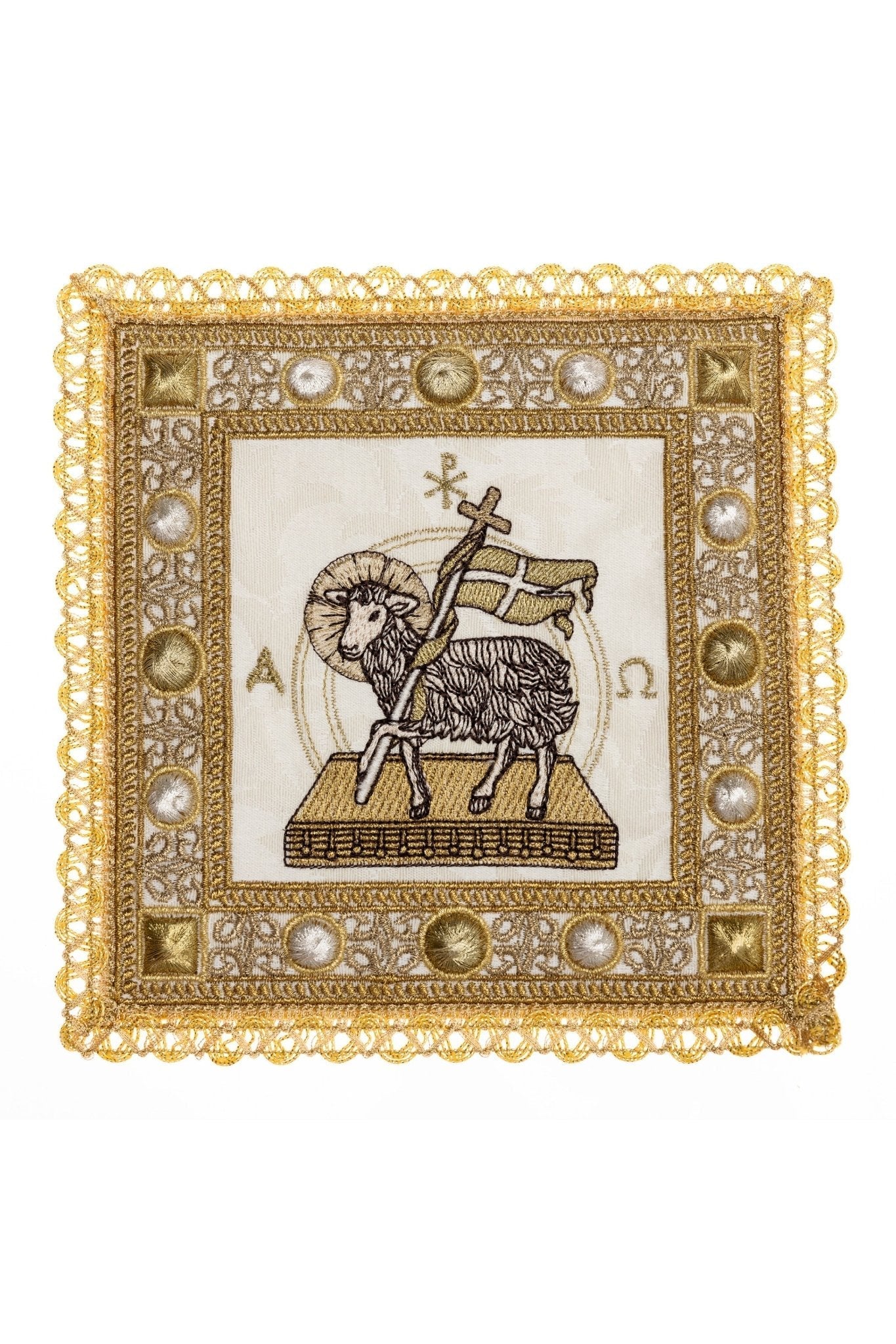 Linge de calice pour Pâques avec l'Agneau de Pâques S - 5172 - CHASUBLES.FR
