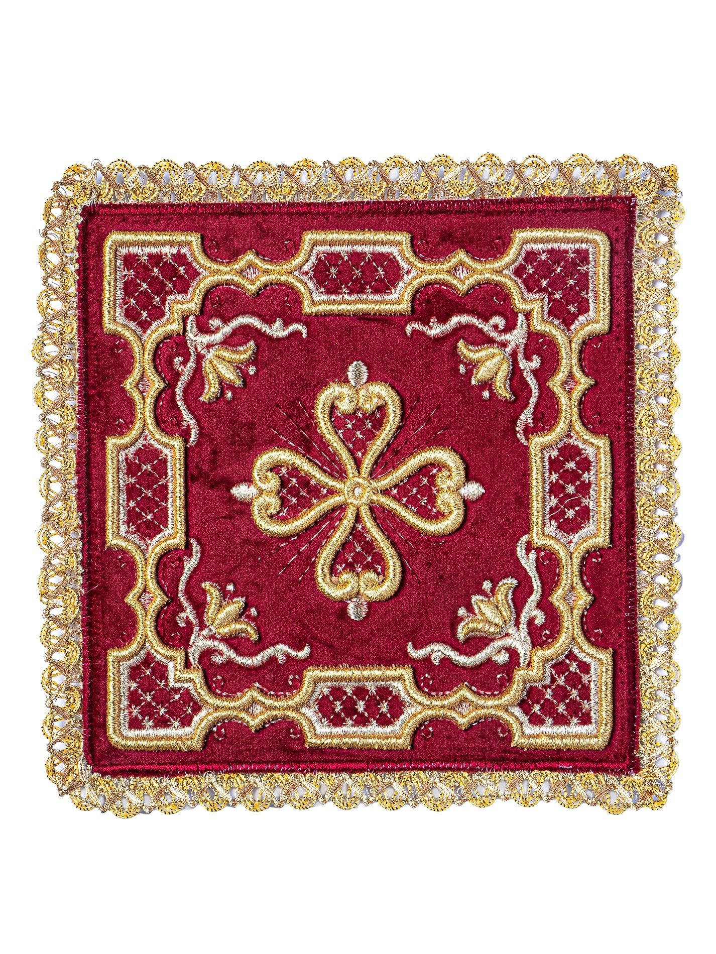 Linges d'autel brodés en velours rouge KKL/5004/C1 - CHASUBLES.FR