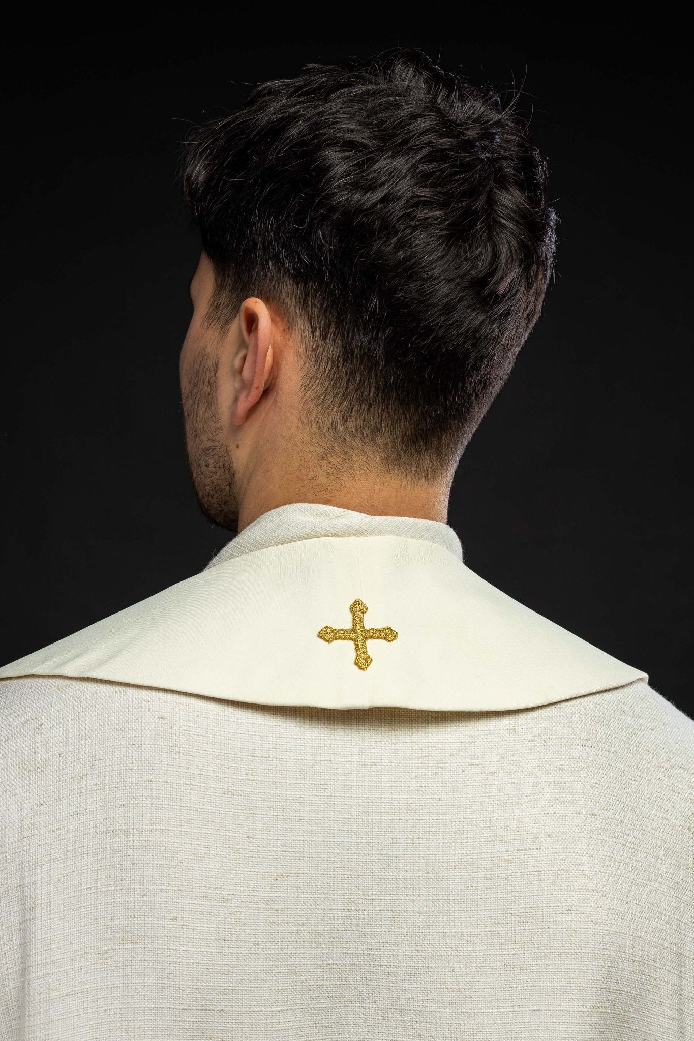 Longue étole de mariage brodée de couleur crème KST/412/05/01 ECRU - CHASUBLES.FR