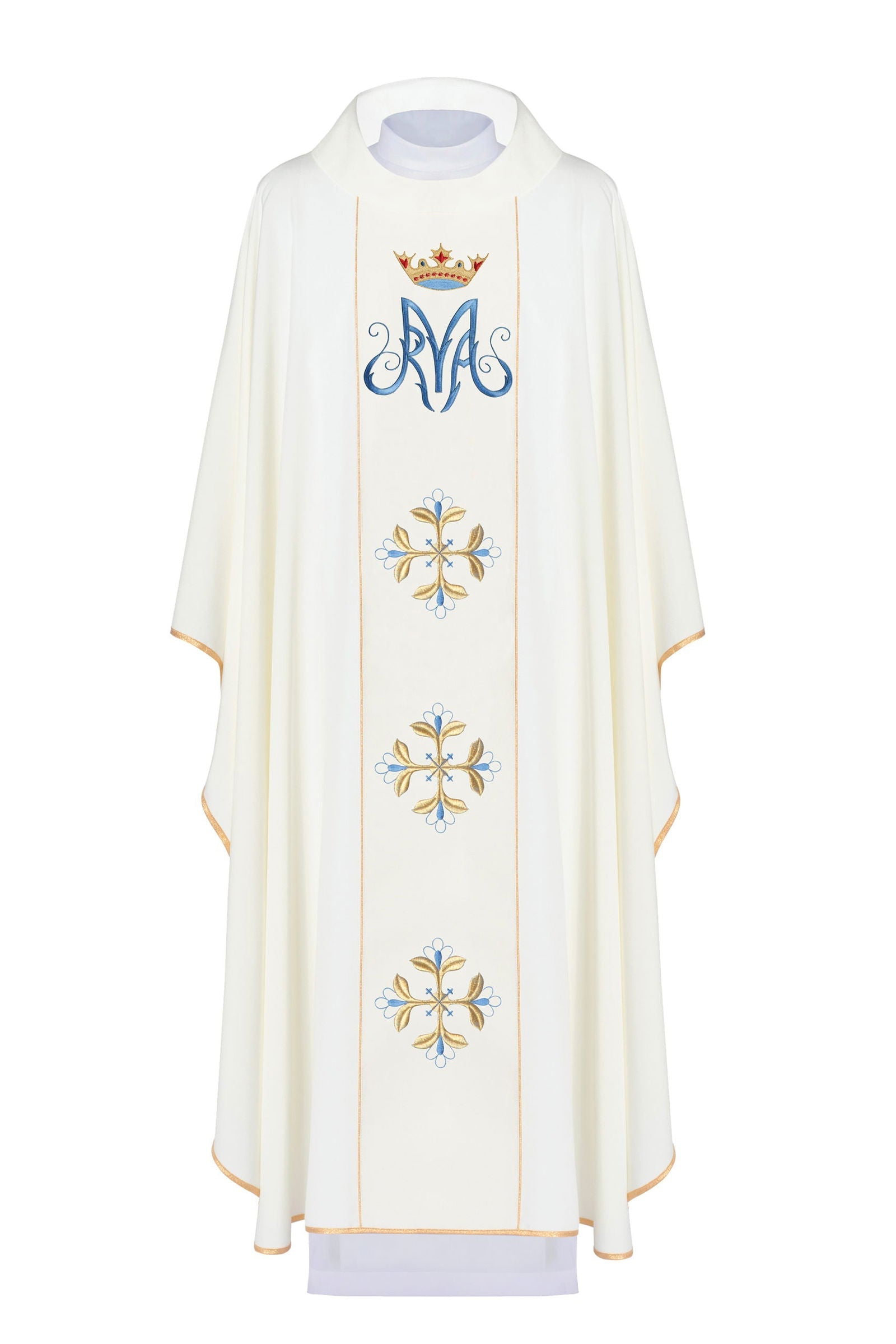 Chasuble liturgique mariale avec ceinture