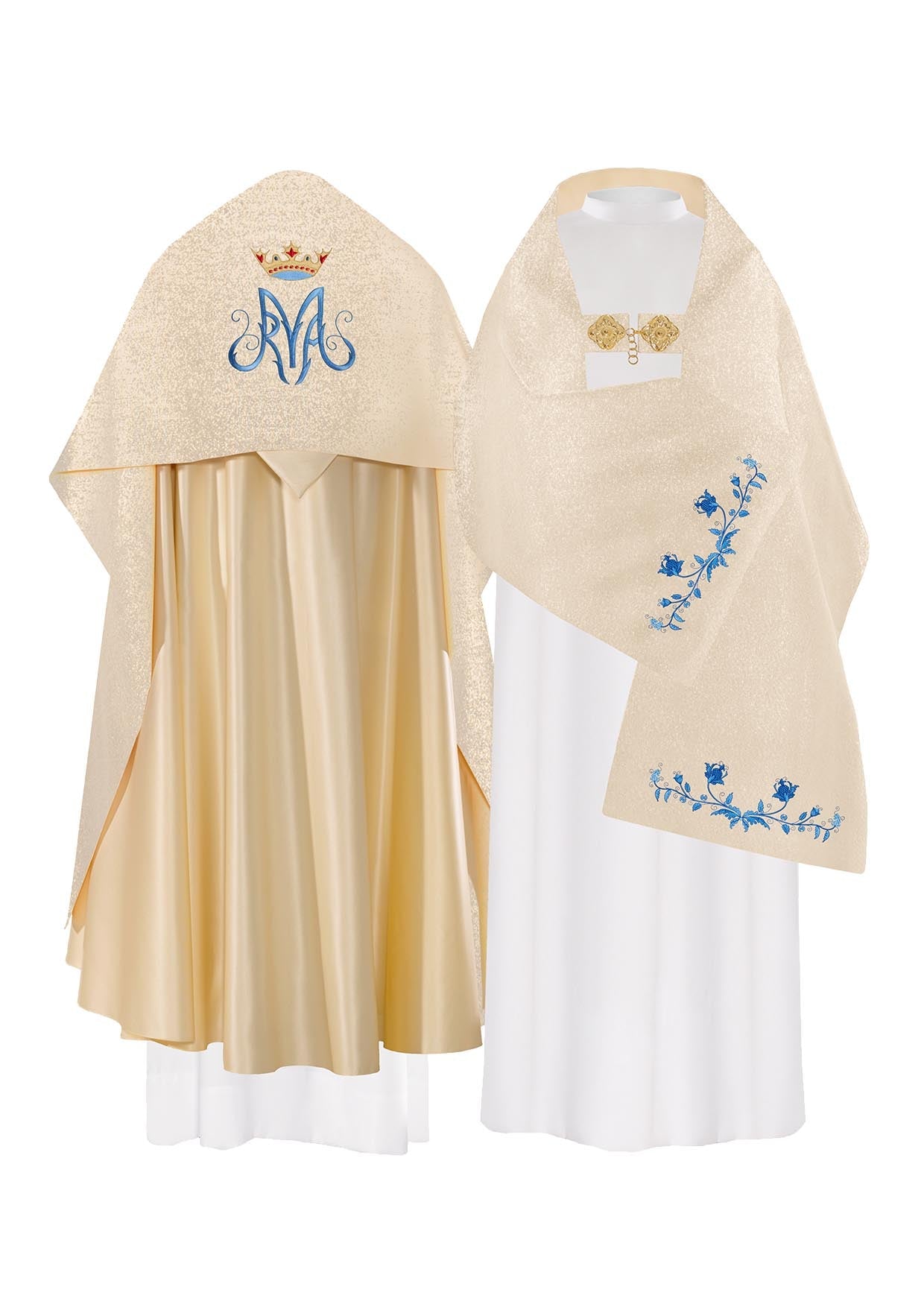 Voile liturgique marial doré avec broderie