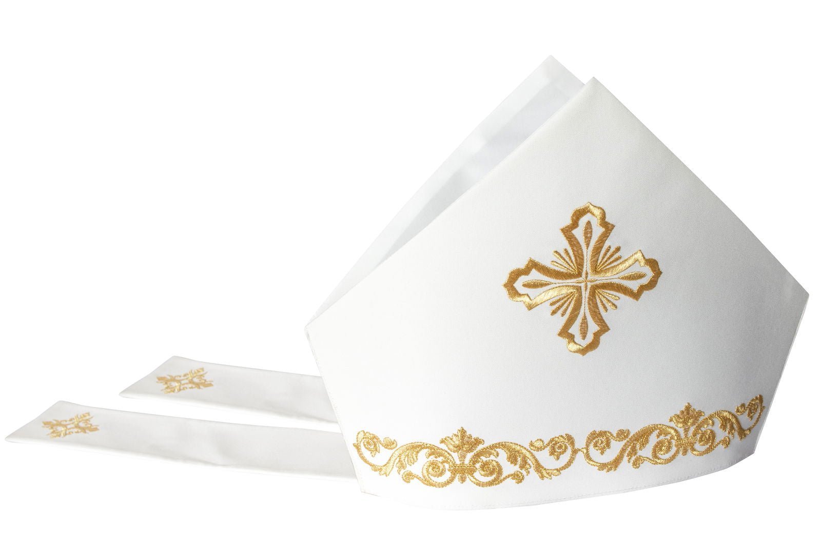 Mithra avec broderie en croix d'or KMR/003/05/01 ECRU - 1 - CHASUBLES.FR