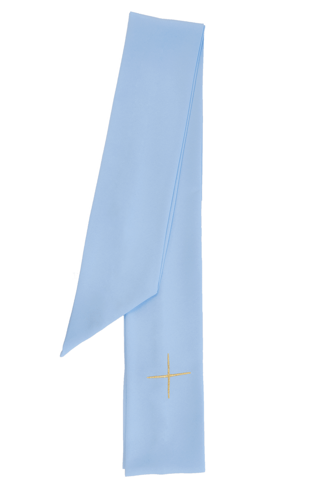 Chasuble bleue brodée d'un motif marial