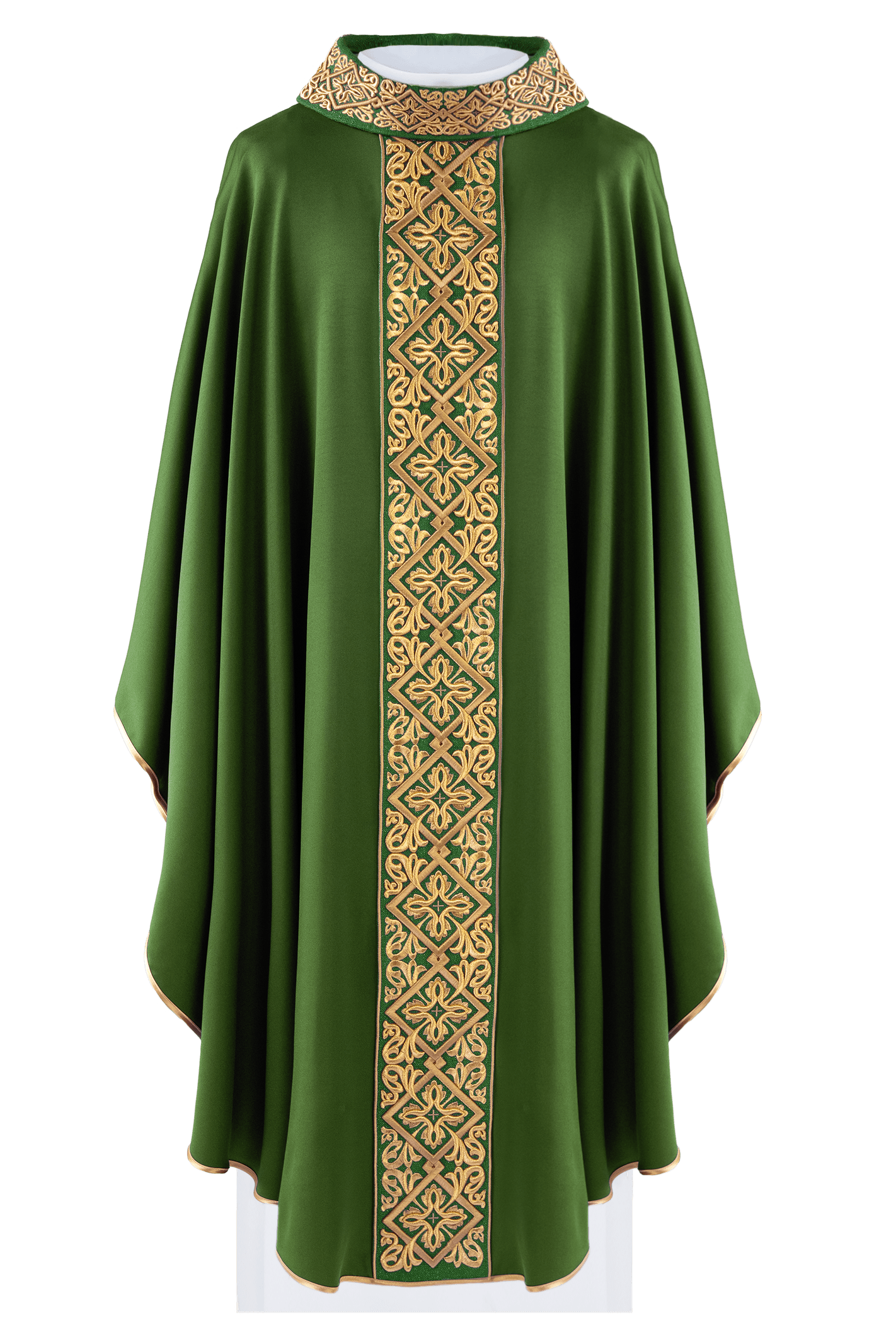 Chasuble richement brodée de motifs floraux et de croix Ver