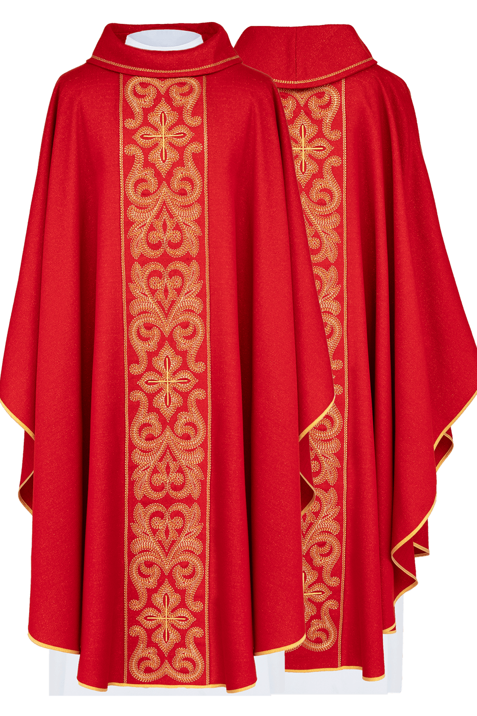 Chasuble richement brodée de croix Rouge