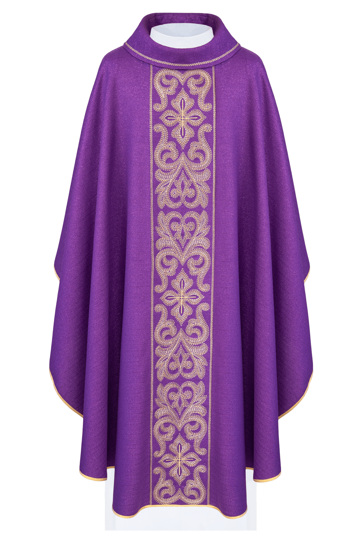 Chasuble richement brodée de croix Pourpre