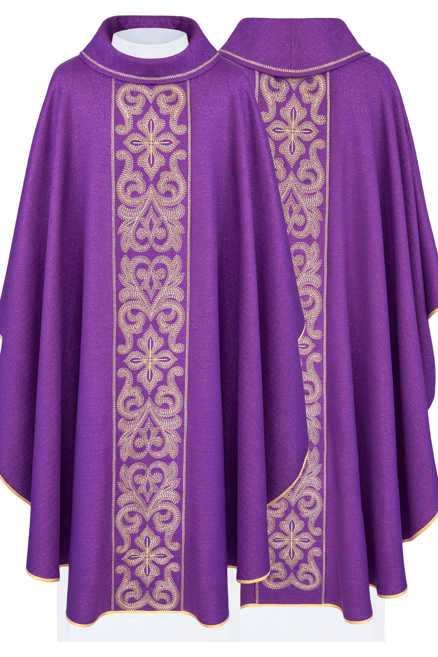 Chasuble richement brodée de croix Pourpre