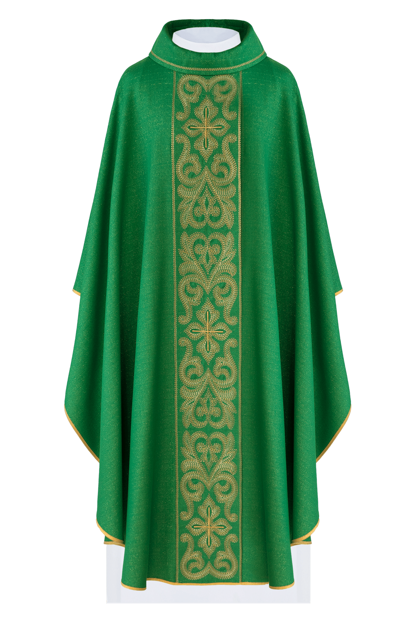 Chasuble richement brodée de croix Vert