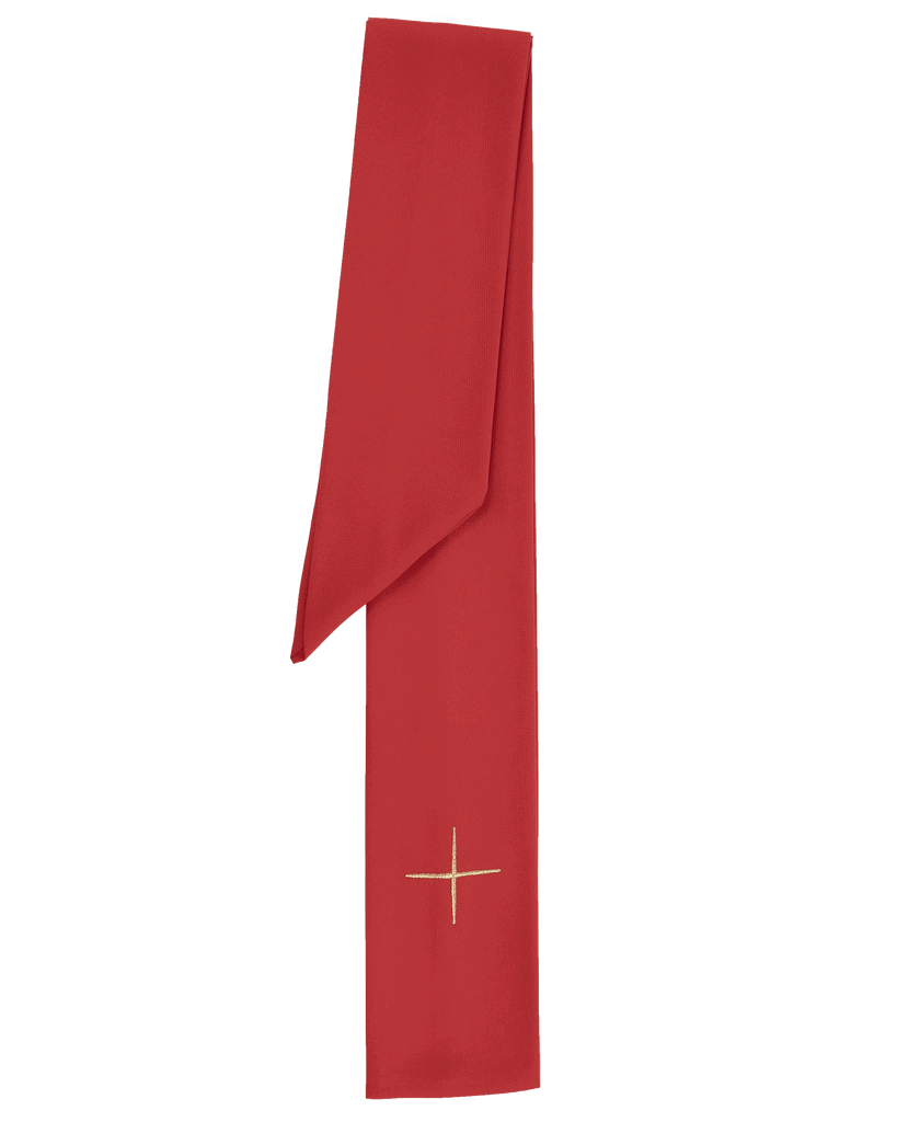 Chasuble rouge avec croix de Jérusalem brodée