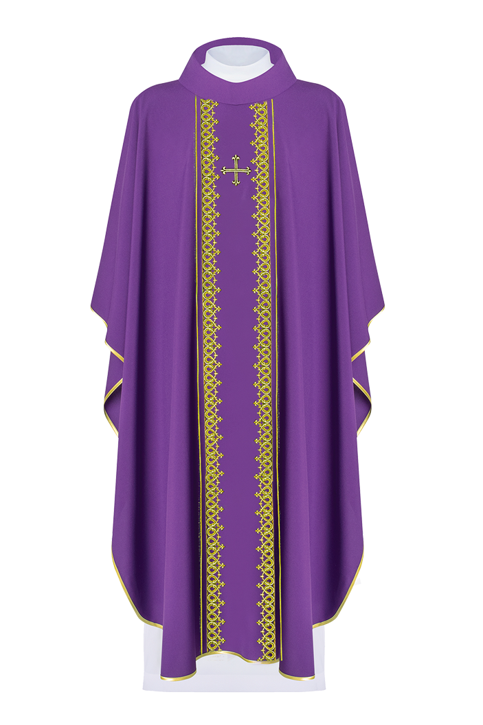 Chasuble brodée Croix violette