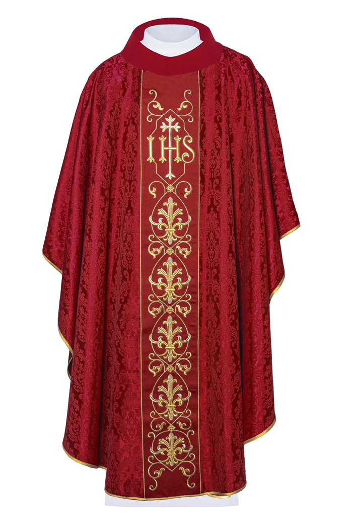 Chasuble brodée IHS Rouge