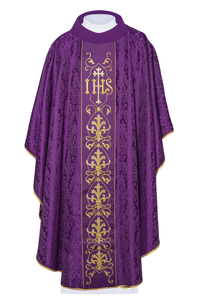 Chasuble brodée IHS Violet