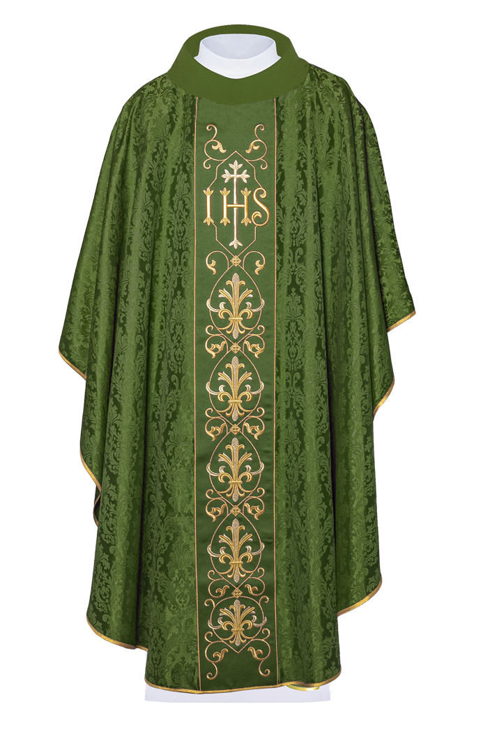 Chasuble brodée IHS Vert