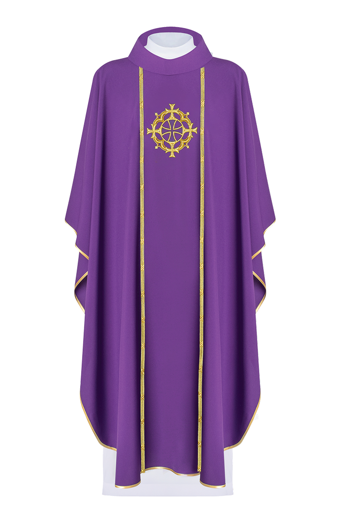 Chasuble brodée Croix violette