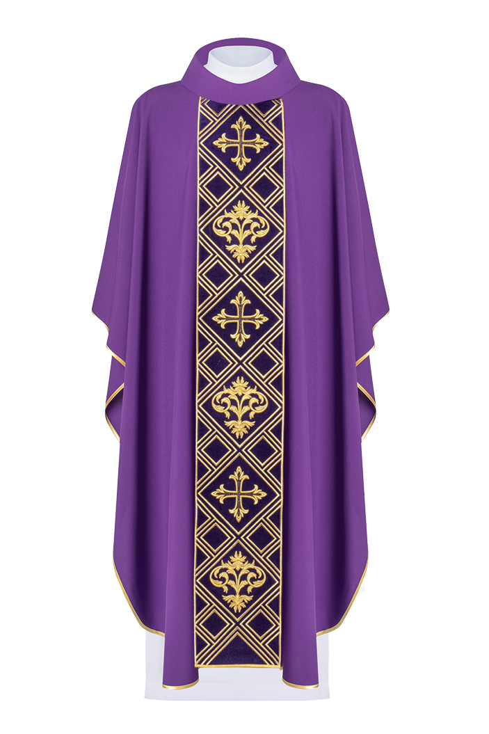 Chasuble brodée Croix violette