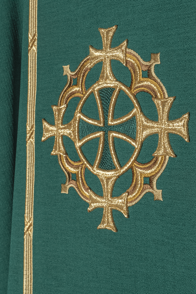 Chasuble brodée Croix verte