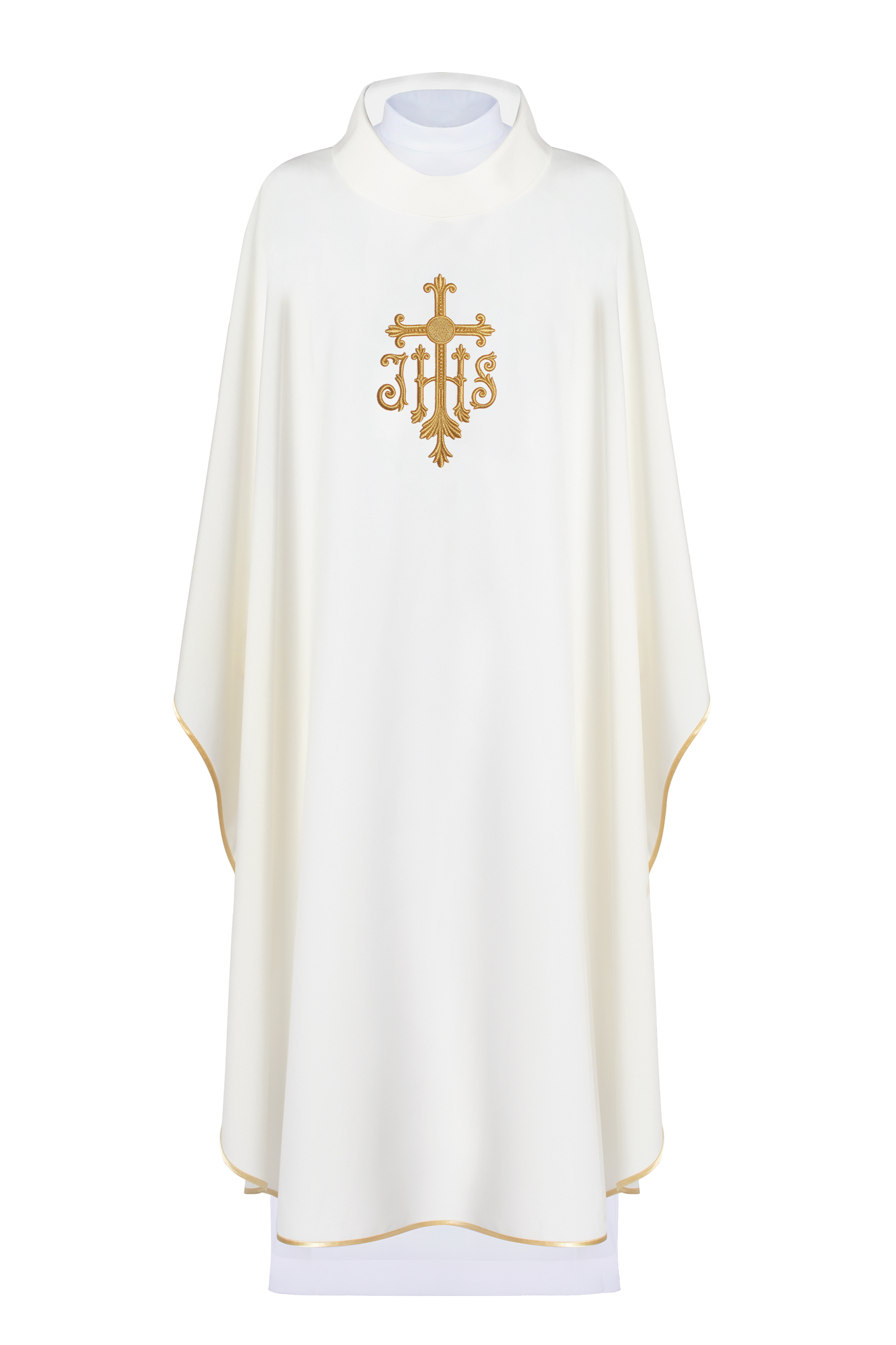 Chasuble brodée en croix écrue