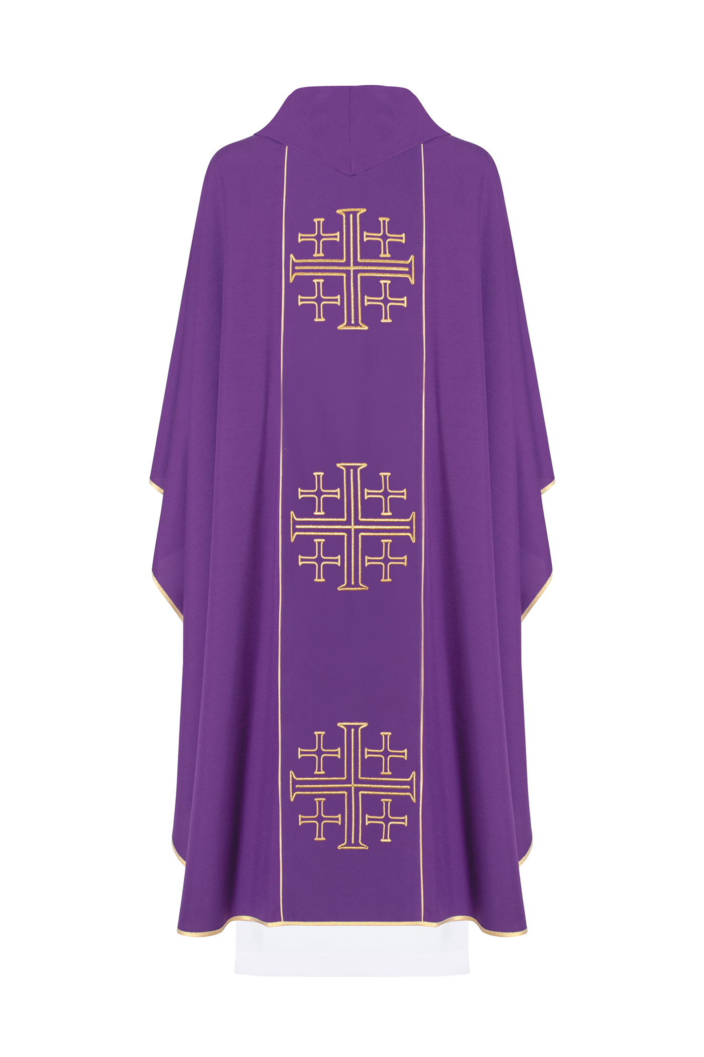 Chasuble violet brodée Croix de Jérusalem