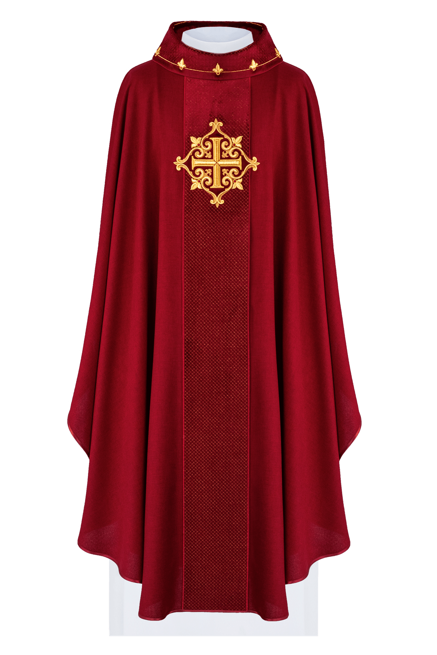 Chasuble brodée sur velours avec le symbole de la Croix-Rouge