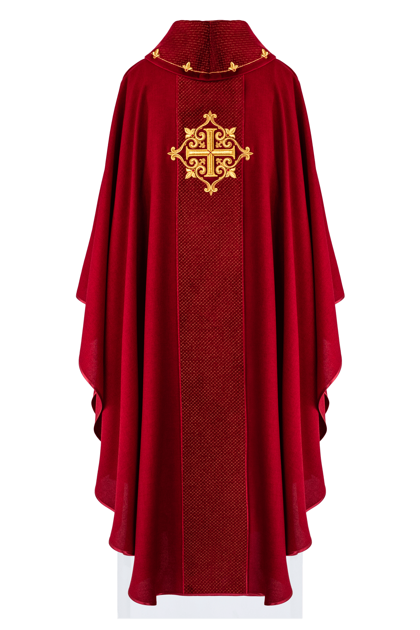 Chasuble brodée sur velours avec le symbole de la Croix-Rouge