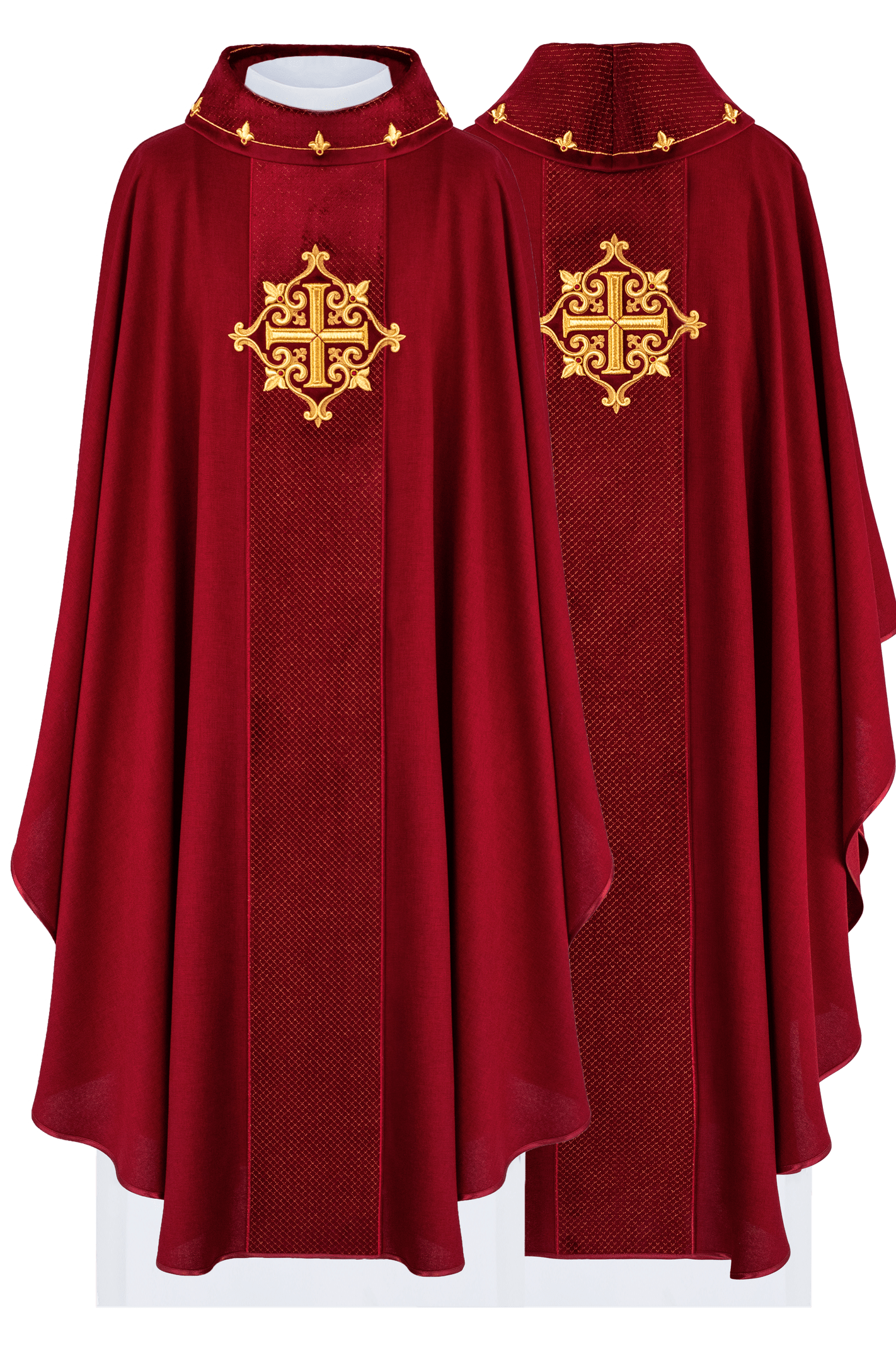 Chasuble brodée sur velours avec le symbole de la Croix-Rouge