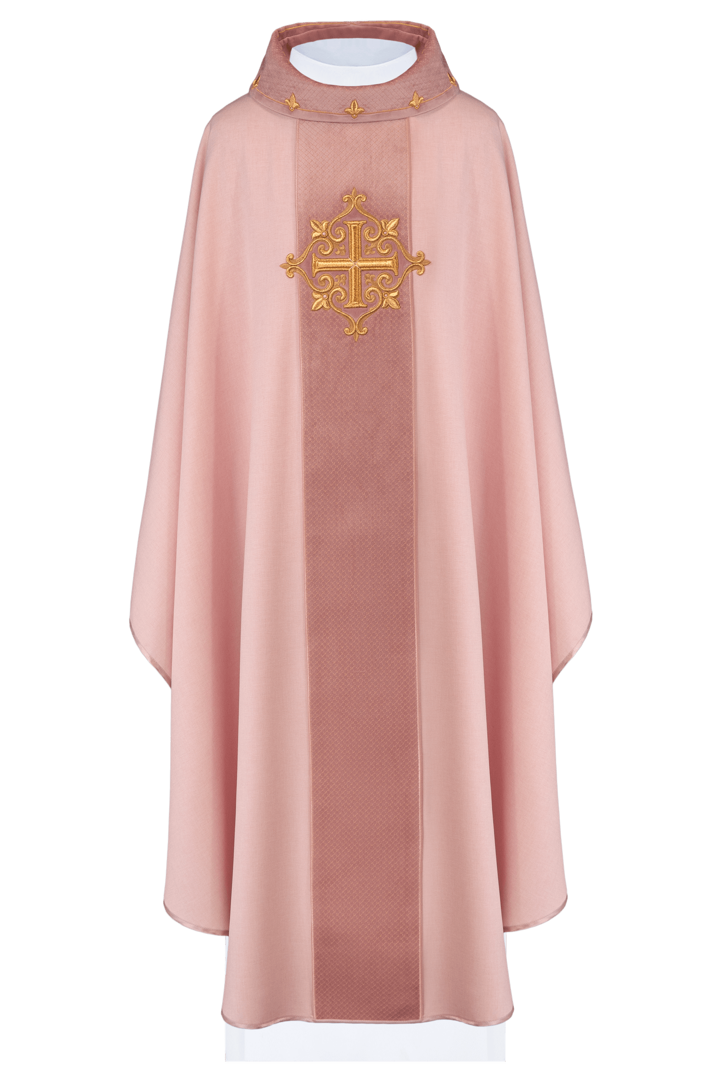 Chasuble brodée sur velours avec le symbole de la Croix Rose