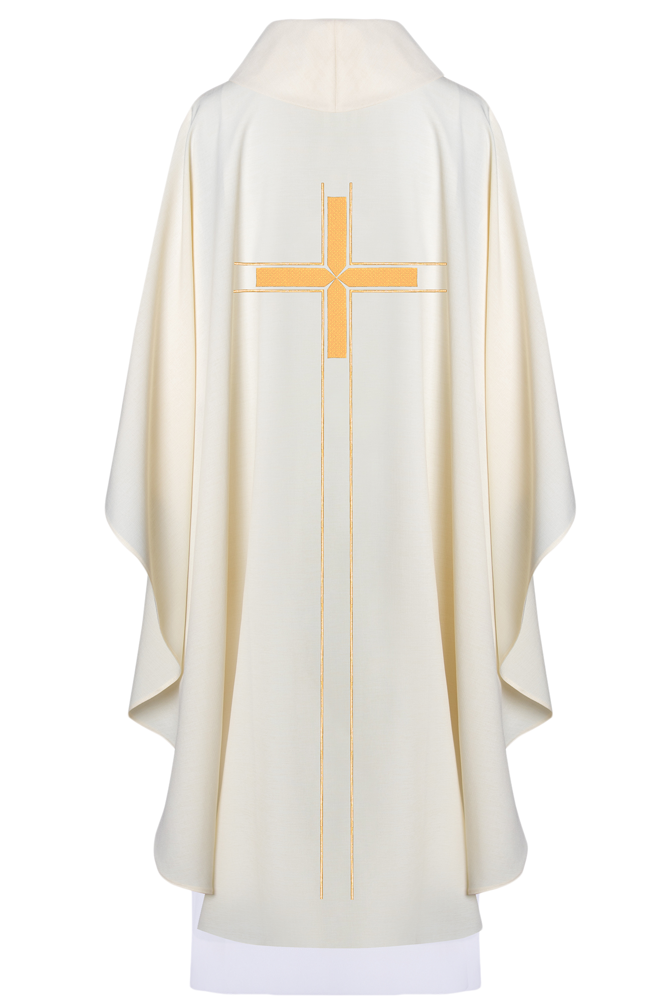 Chasuble brodée d'une croix dorée minimaliste