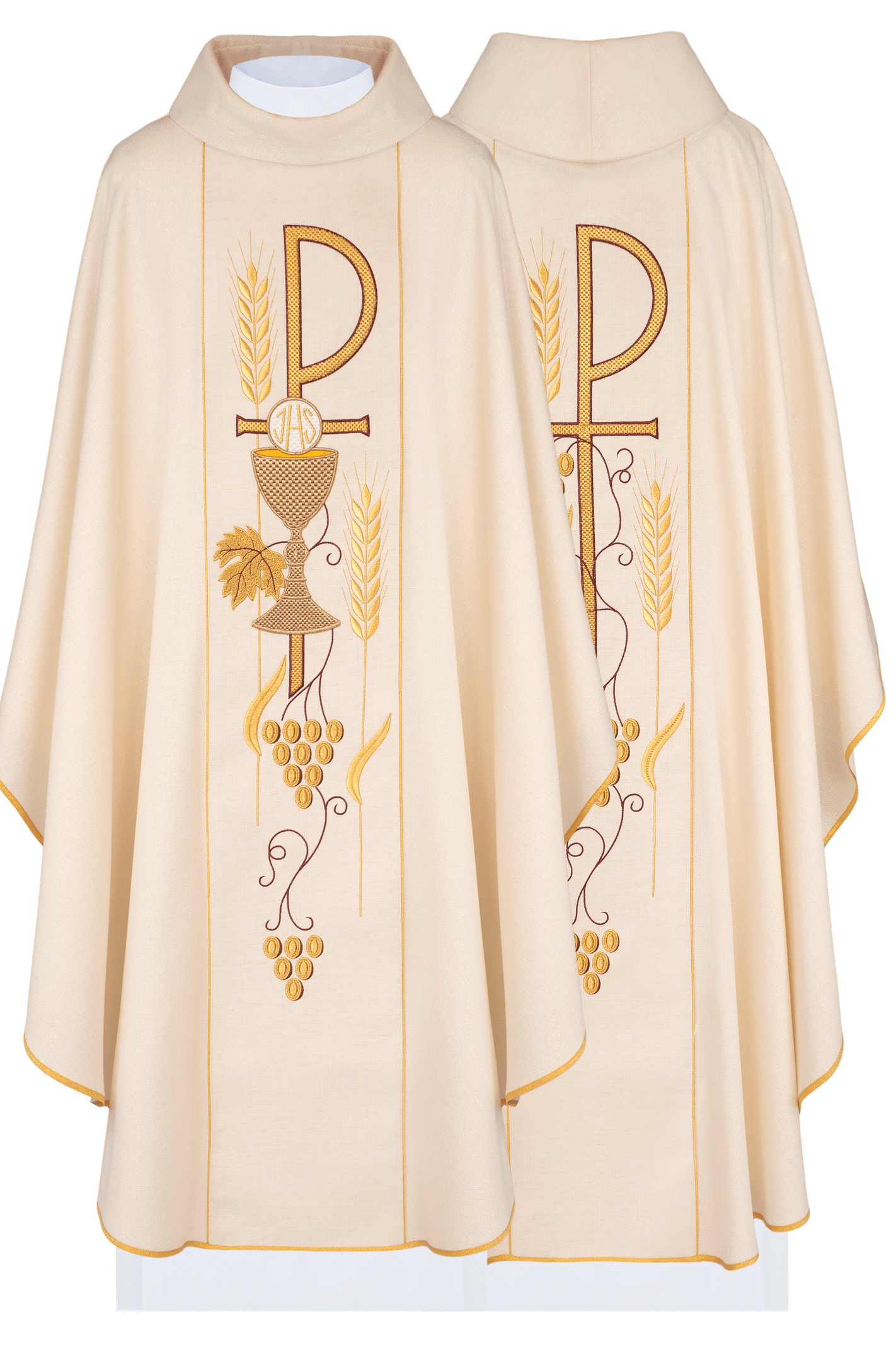 Chasuble brodée avec motifs eucharistiques PAX Ecr